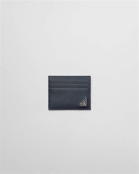 blue prada mens leather card holder|Baltic Blue Saffiano leather card holder .